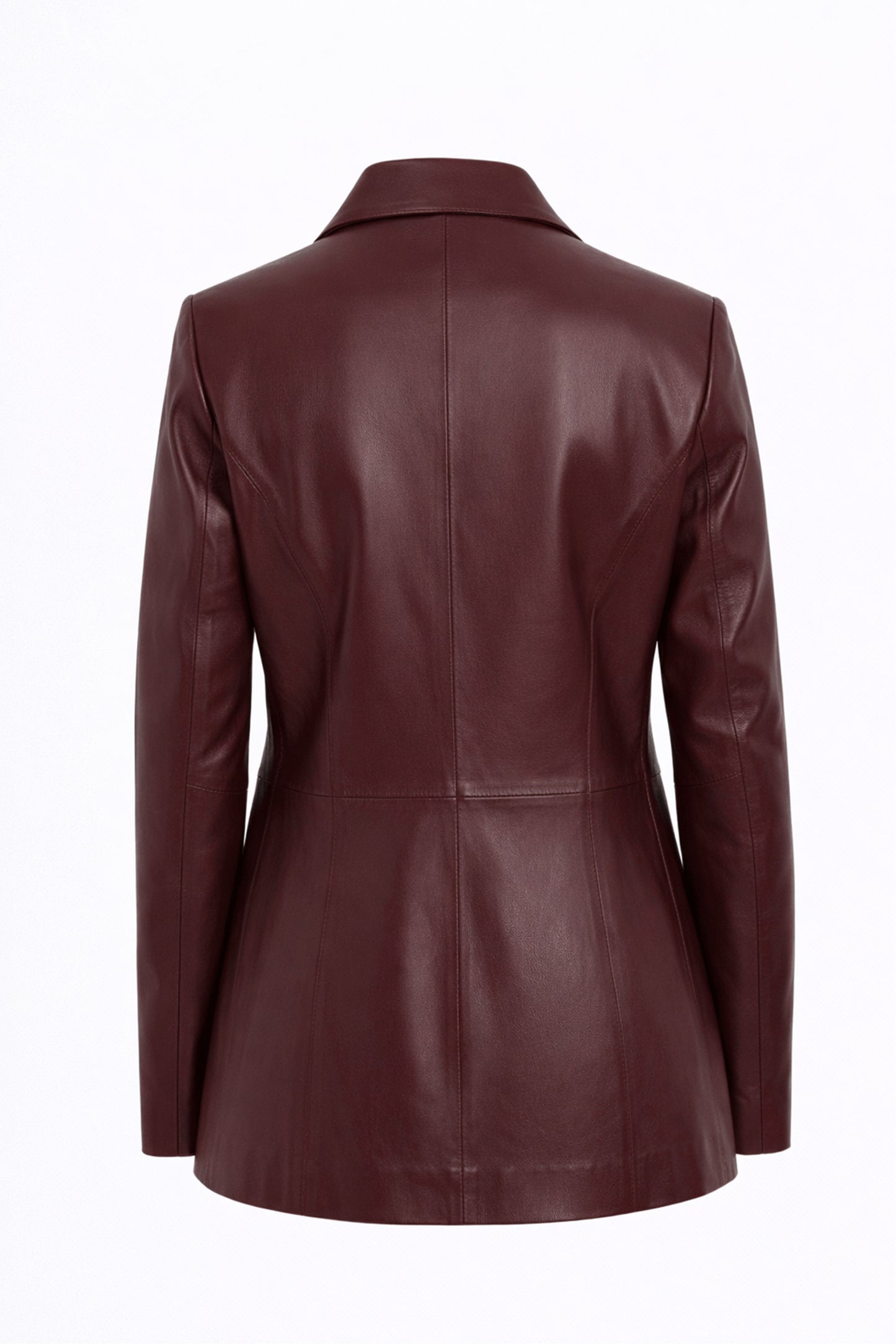 Women's Burgundy Genuine Leather Blazer Jacket