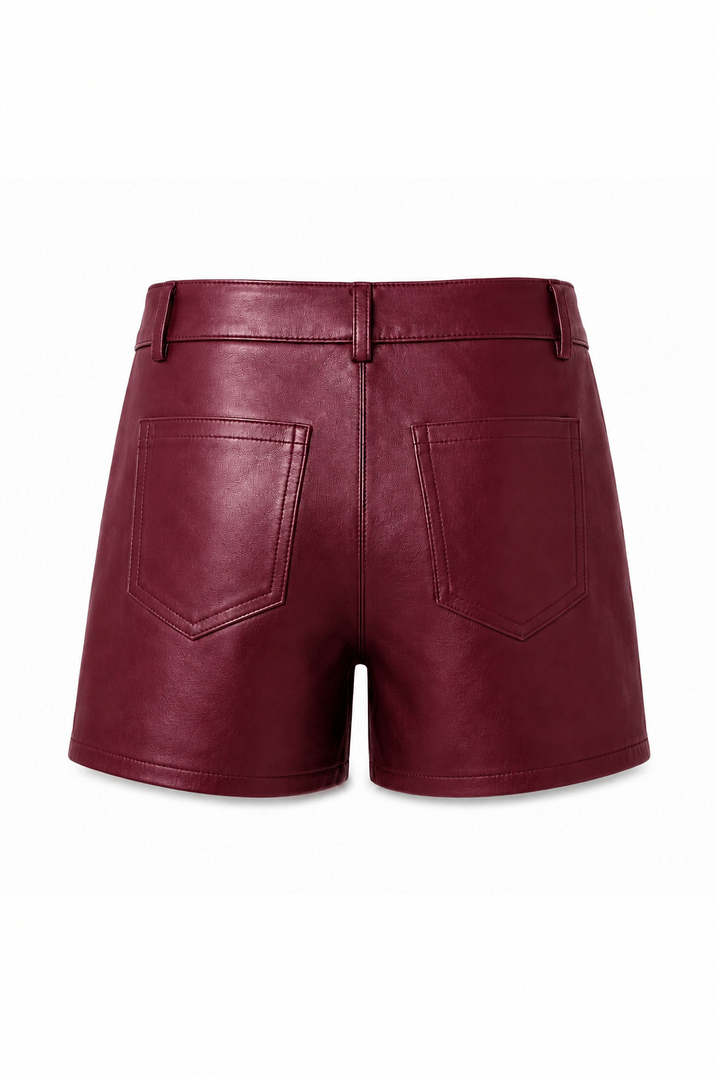 Alina Burgundy Genuine Leather Women's Shorts