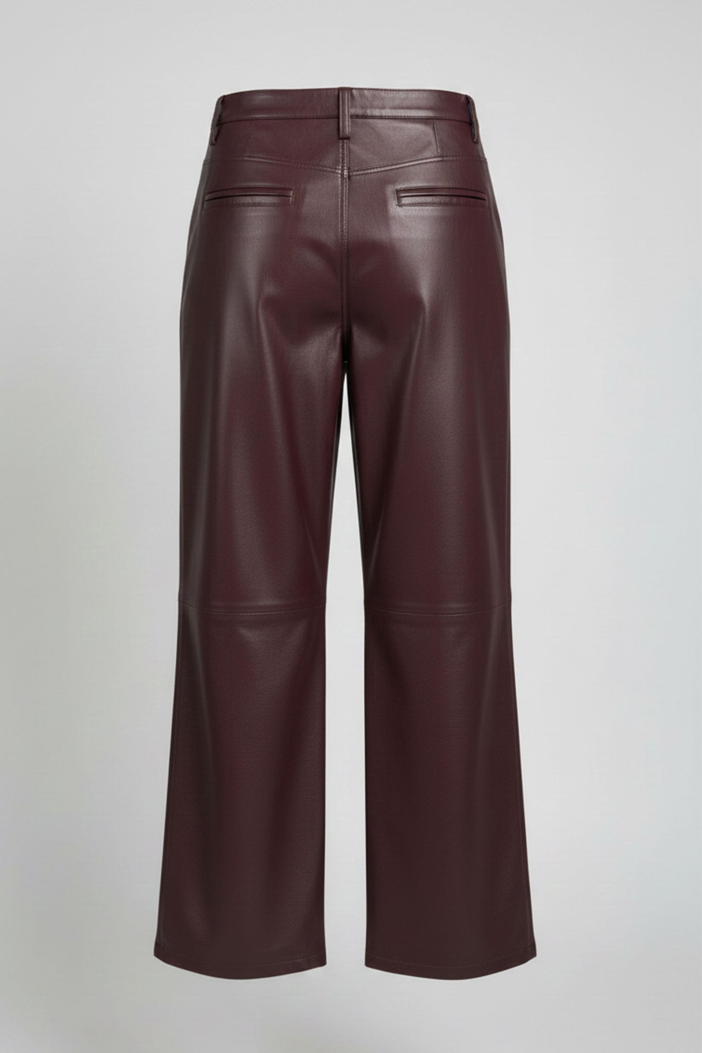 Burgundy Nora Genuine Leather Wide-Leg Women's Pants