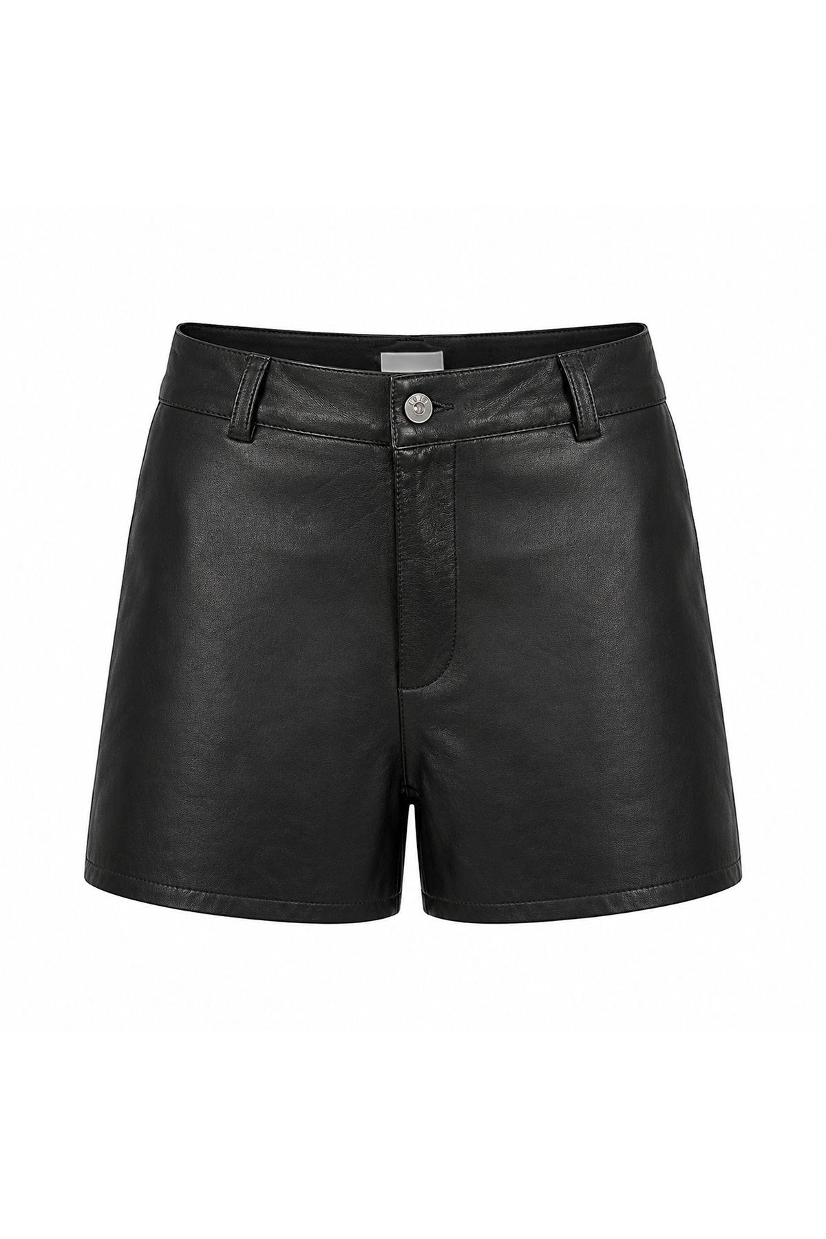 Alina Black Genuine Leather Women's Shorts