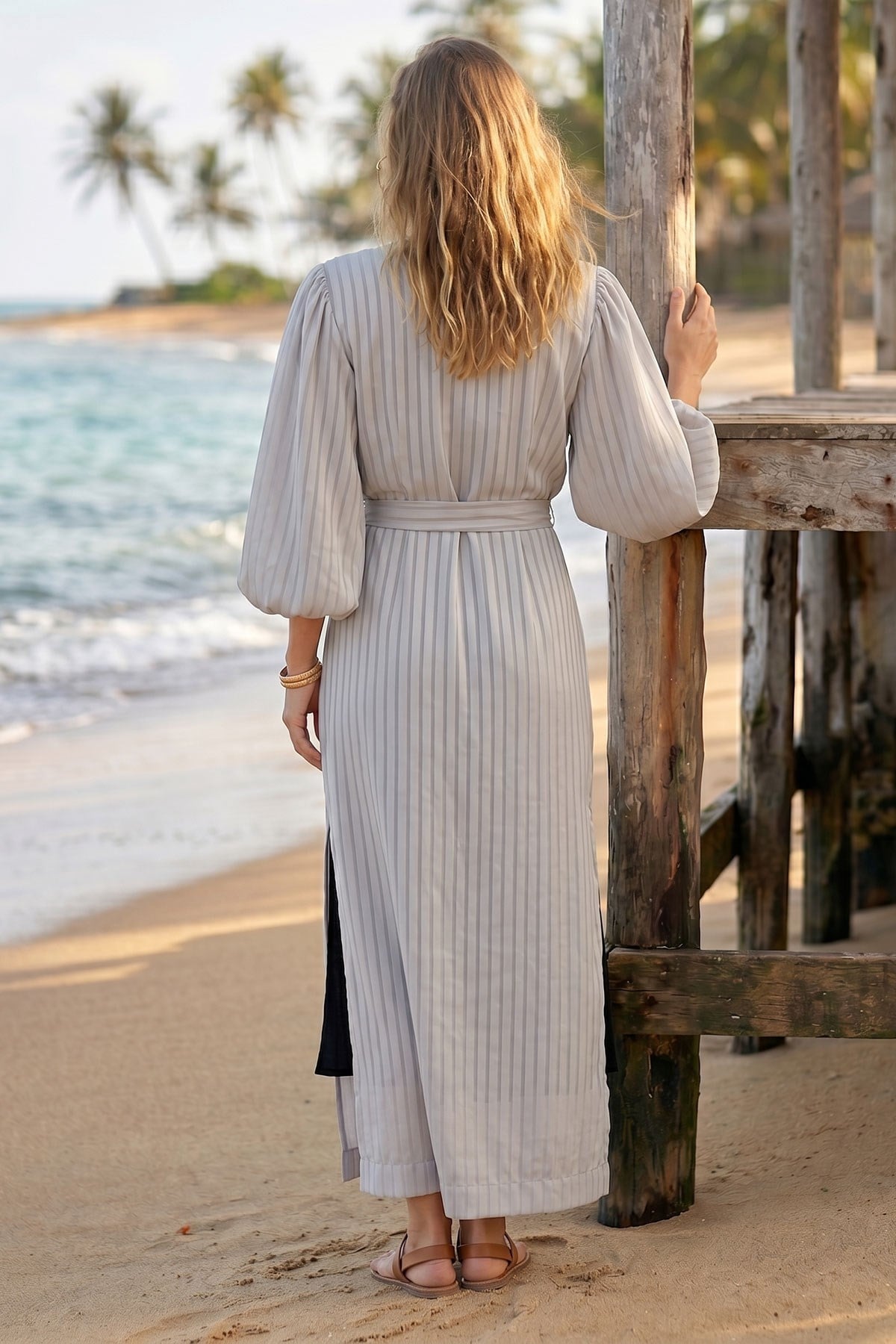 Grey Maxi Chiffon Dress Beach Gown