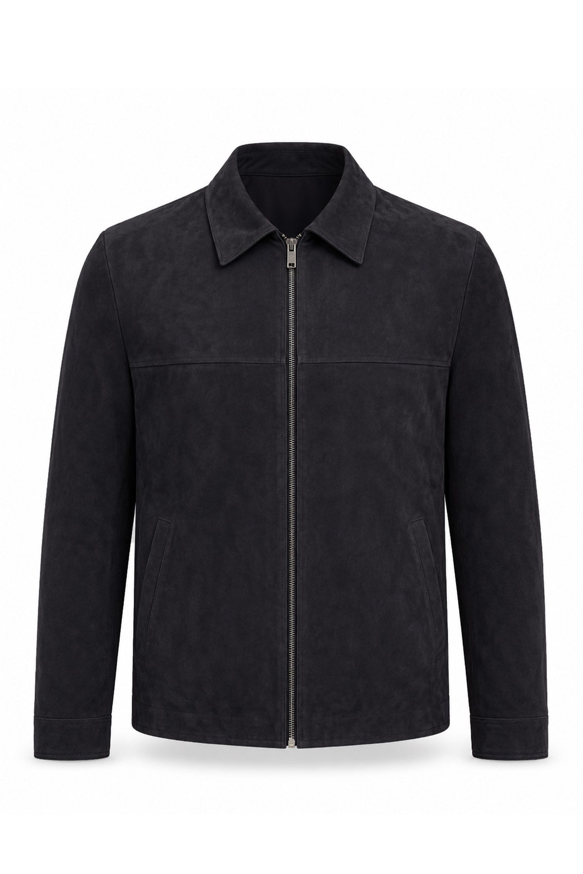 Rafael Black Genuine Suede Leather Zippered Jacket