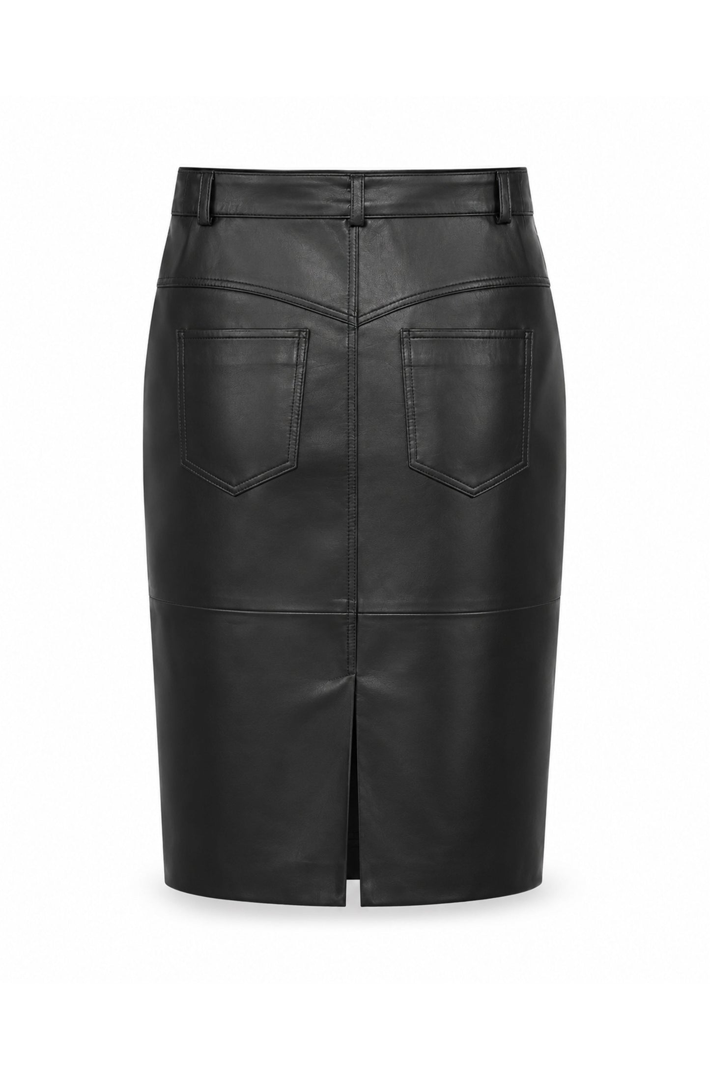 Black Mita Midi Genuine Leather Women's Skirt