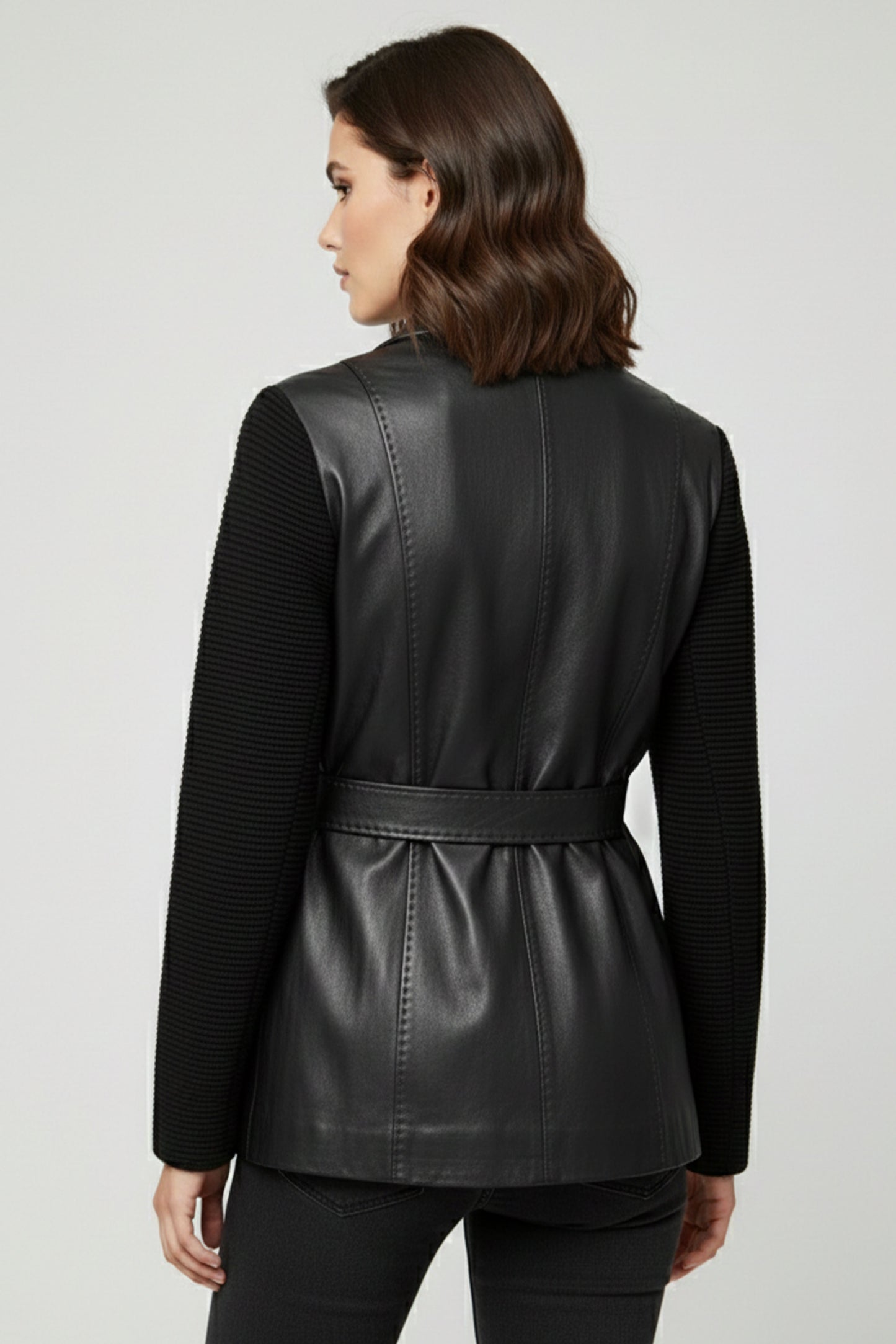 Black Women's Genuine Leather Coat
