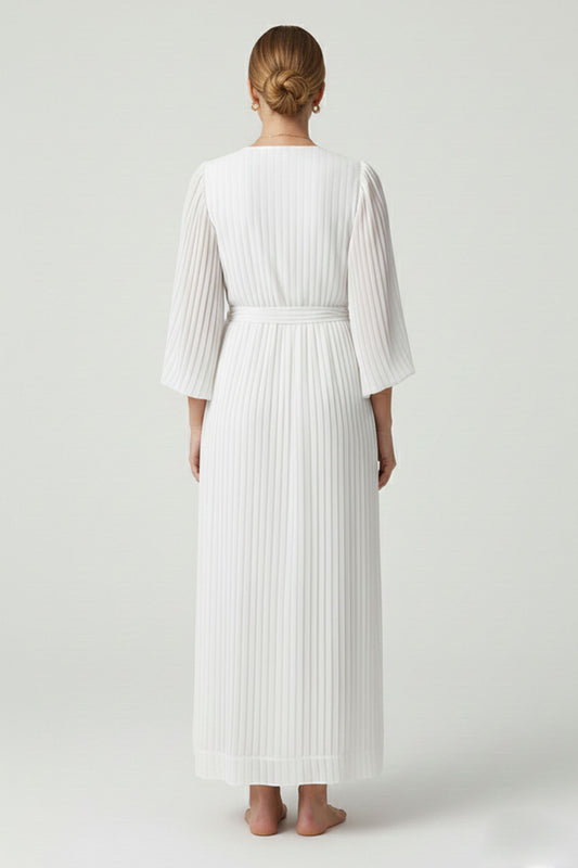 White Maxi Chiffon Dress Beach Gown