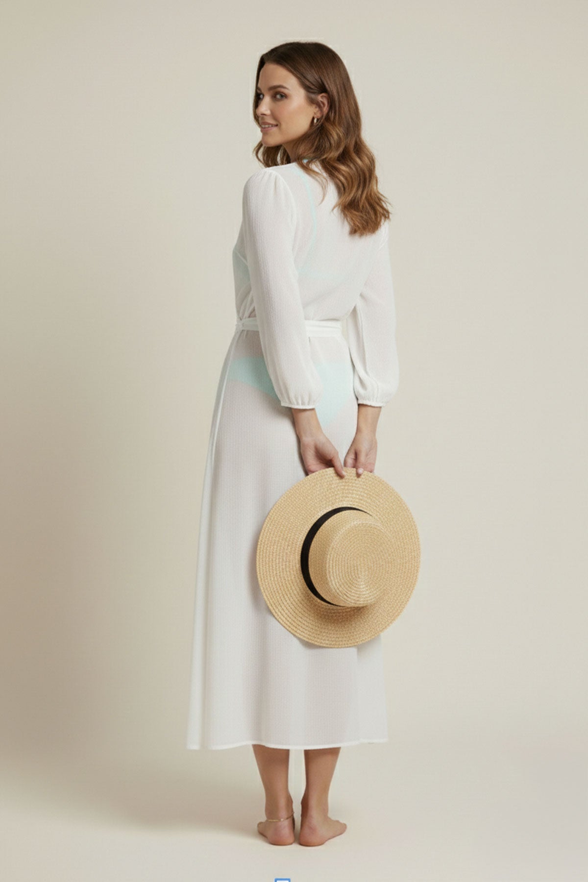 White Tie-Front Summer Beach Dress