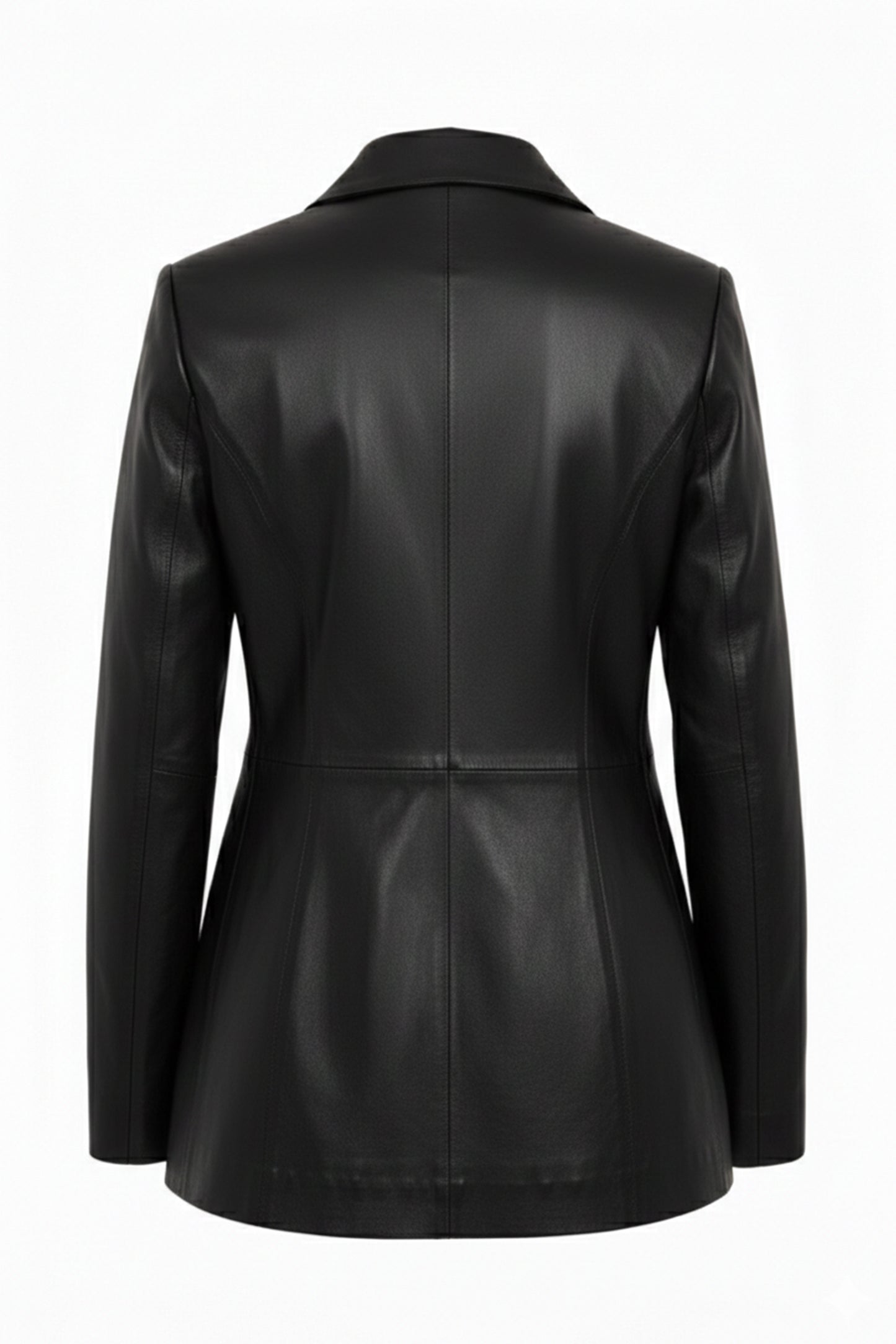 Women's Black Genuine Leather Blazer Jacket