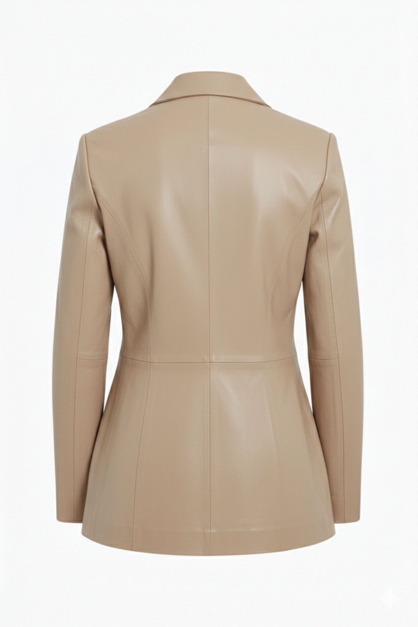 Women's Beige Genuine Leather Blazer Jacket