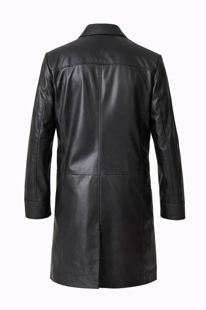 Men's Genuine Leather Regular Fit Long Coat
