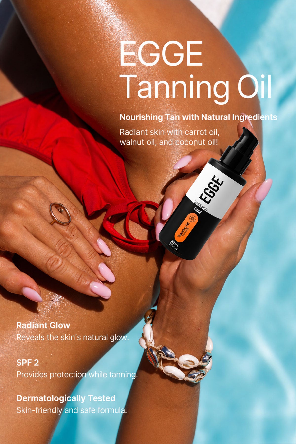Egge Intense Bronzing Sun Oil with Walnut, Carrot, and Coconut Oil 100 ml