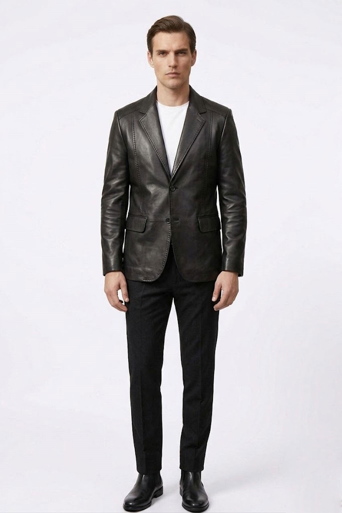 Black Adrian Men's Genuine Leather Classic Jacket