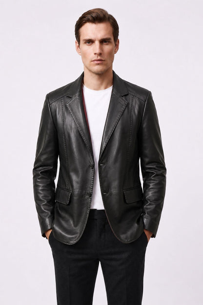 Black Adrian Men's Genuine Leather Classic Jacket