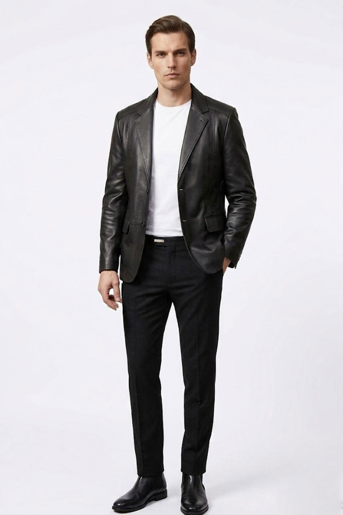 Black Adrian Men's Genuine Leather Classic Jacket