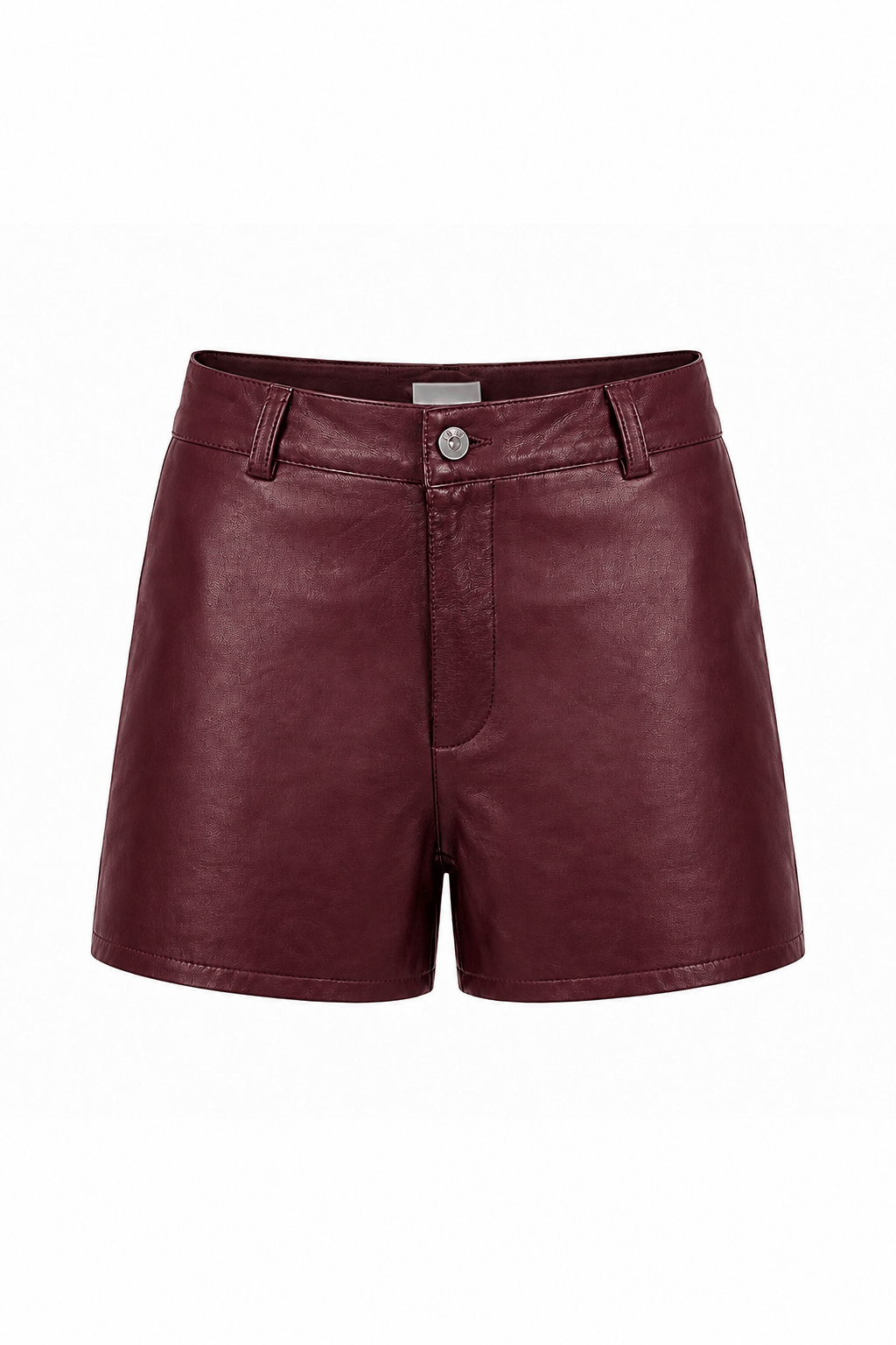 Alina Burgundy Genuine Leather Women's Shorts