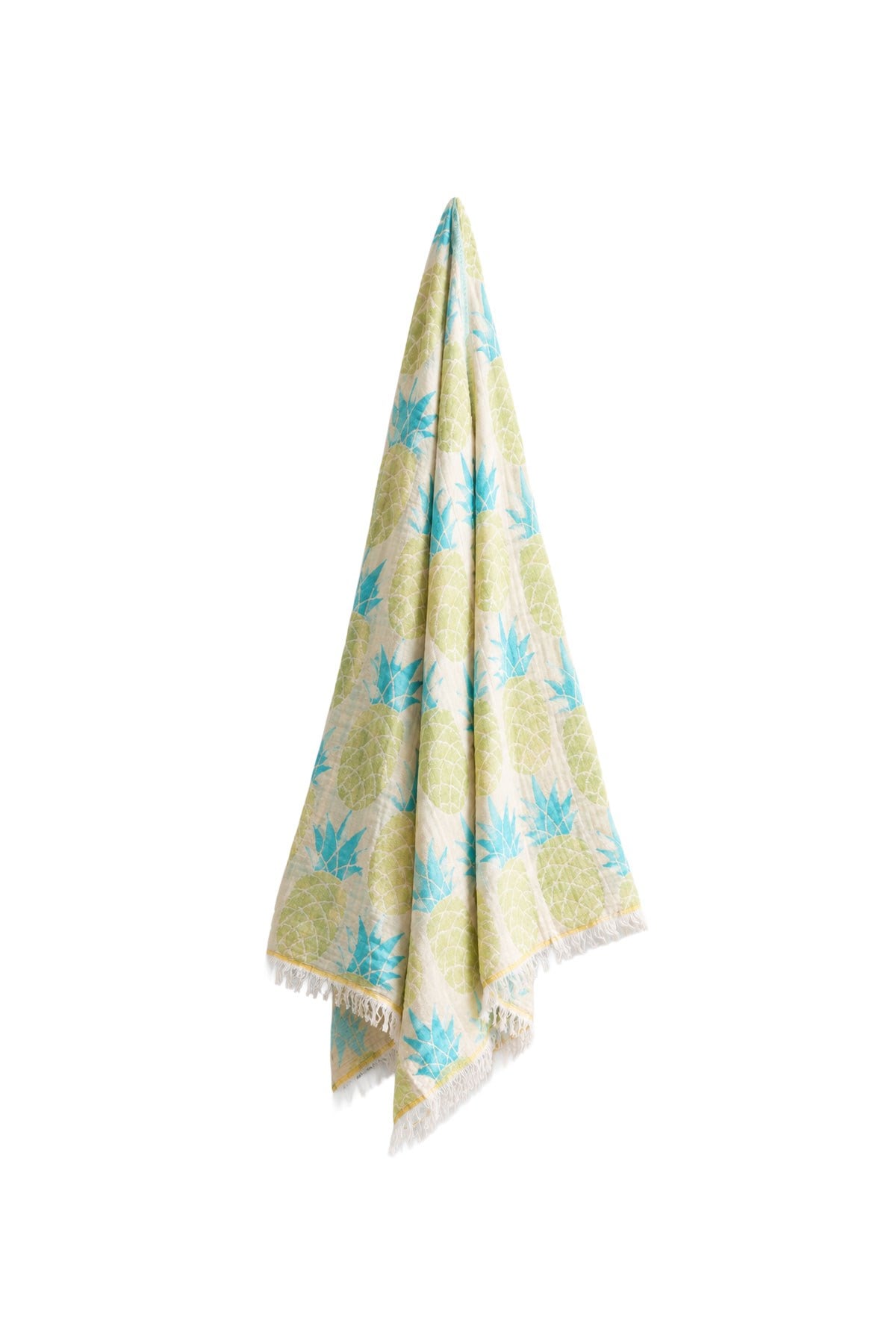 Turquoise Summer Peshtemal Beach Towel with Pineapple Pattern