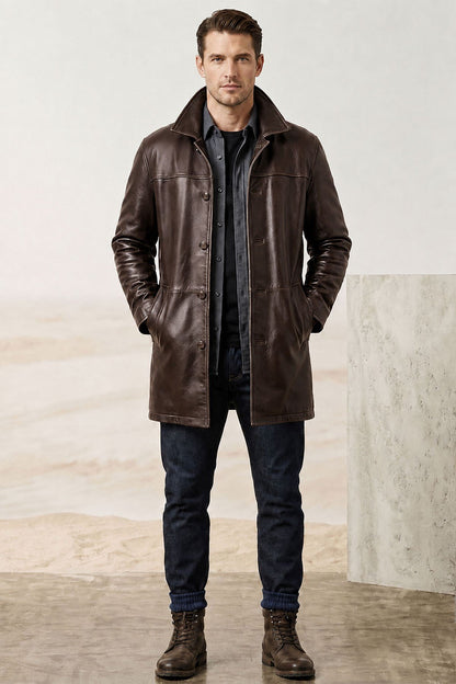 Dean Brown Genuine Leather Men's Coat