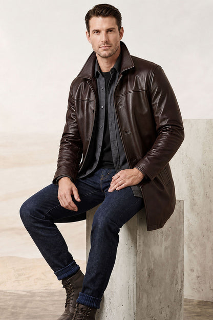 Dean Brown Genuine Leather Men's Coat