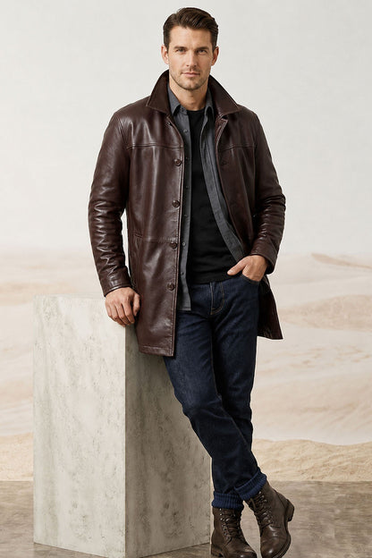 Dean Brown Genuine Leather Men's Coat