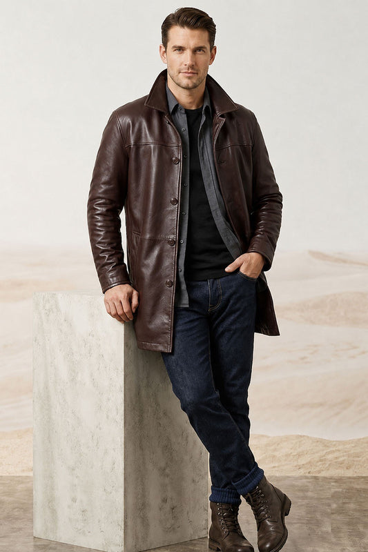 Dean Brown Genuine Leather Men's Coat