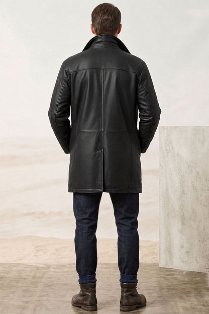 Dean Black Genuine Leather Men's Coat