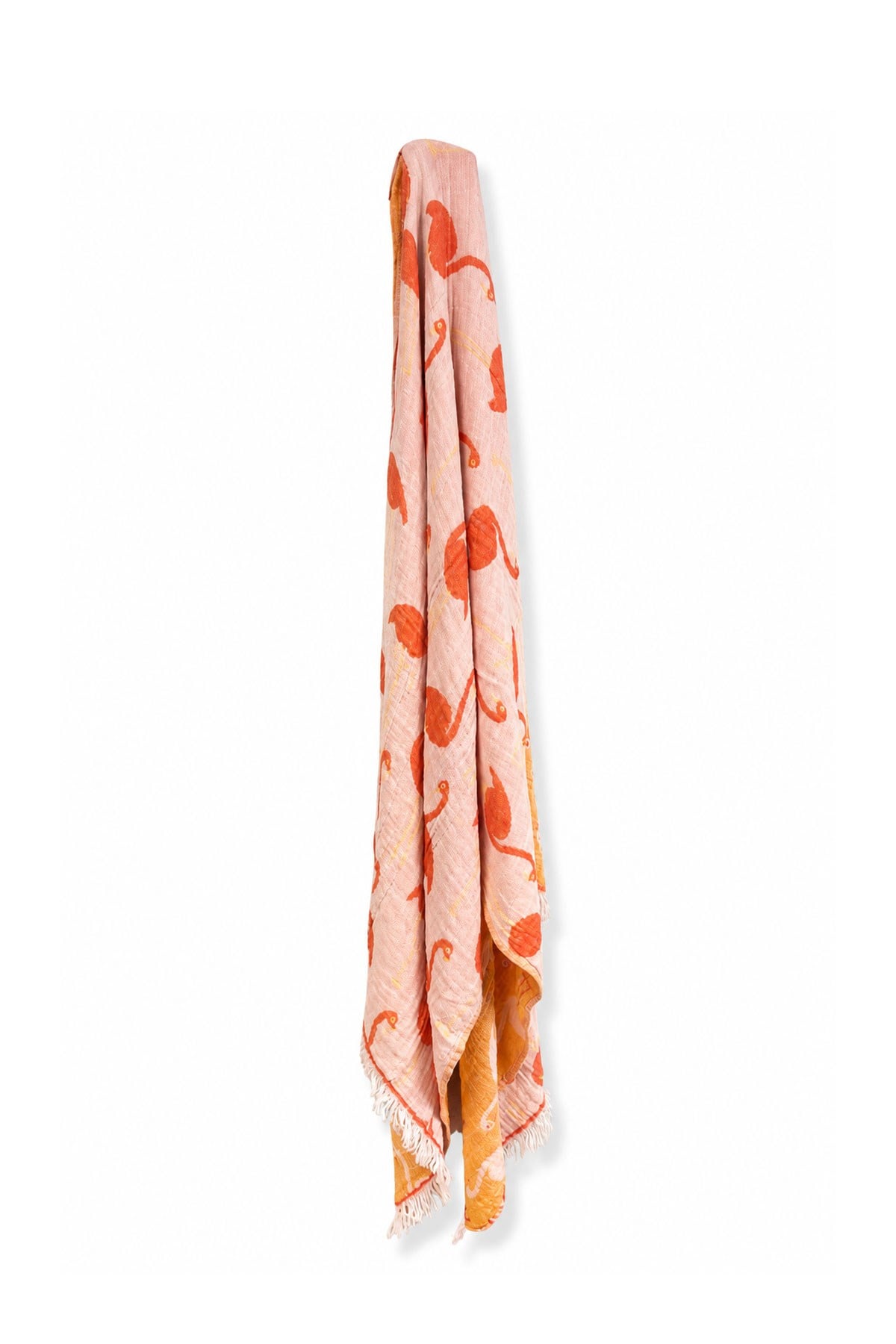 Flamingo Patterned Summer Peshtemal, Lightweight Water Absorbent Beach Towel