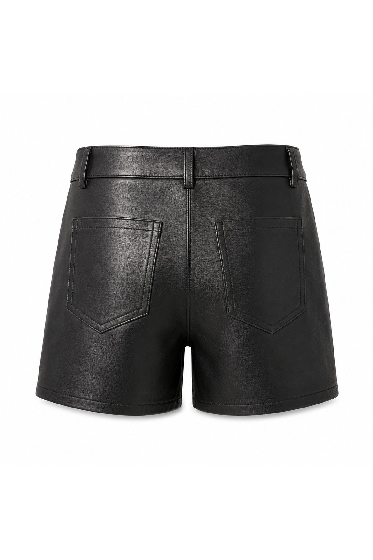 Alina Black Genuine Leather Women's Shorts