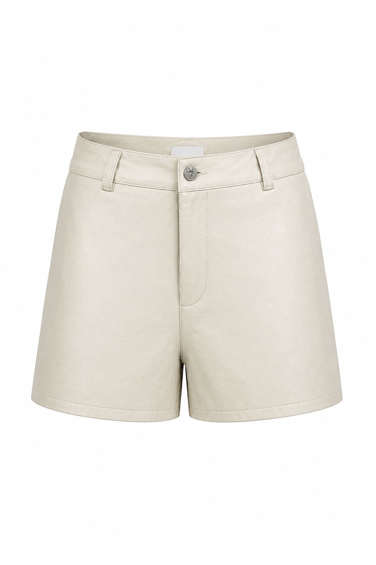 Alina Beige Genuine Leather Women's Shorts
