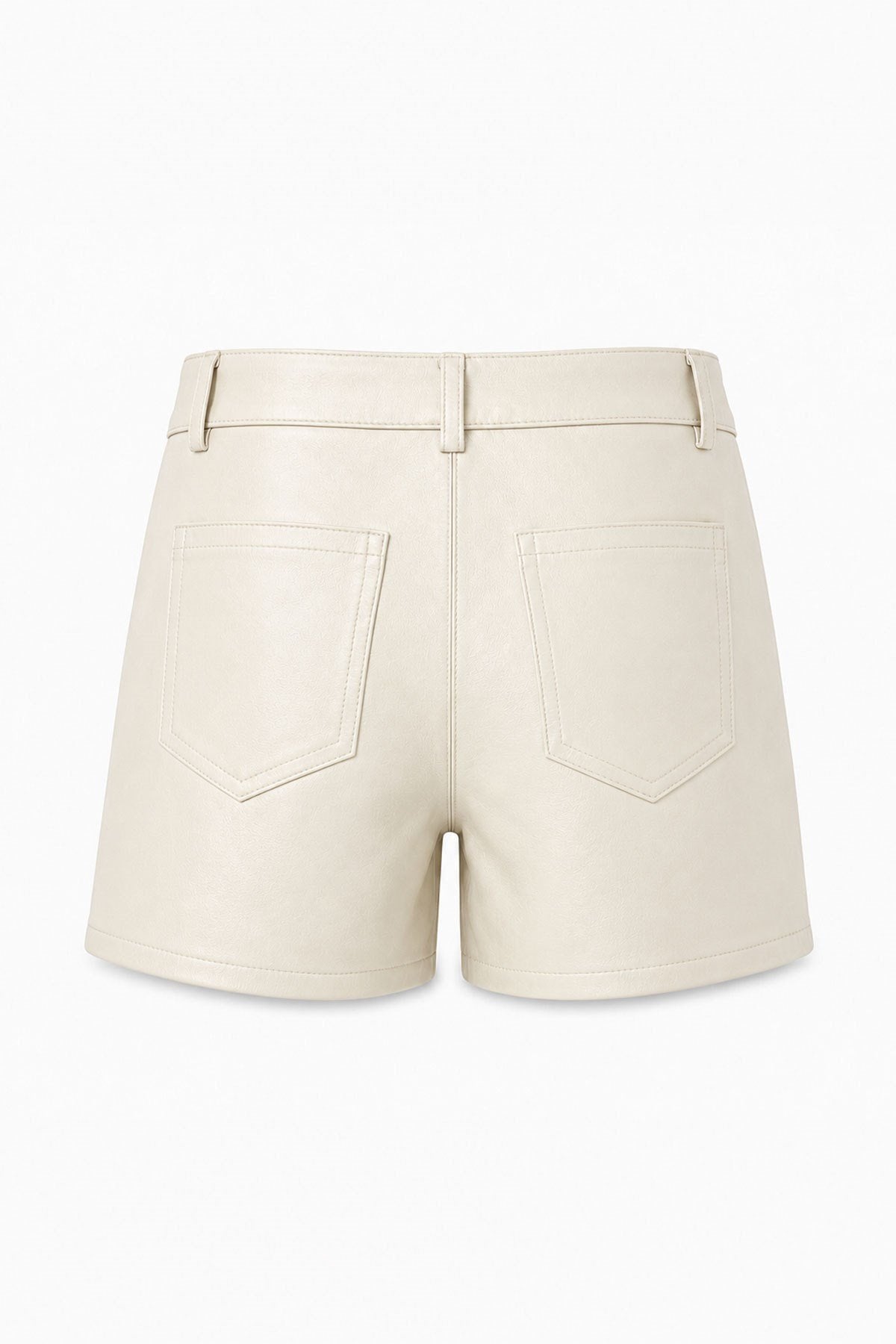 Alina Beige Genuine Leather Women's Shorts