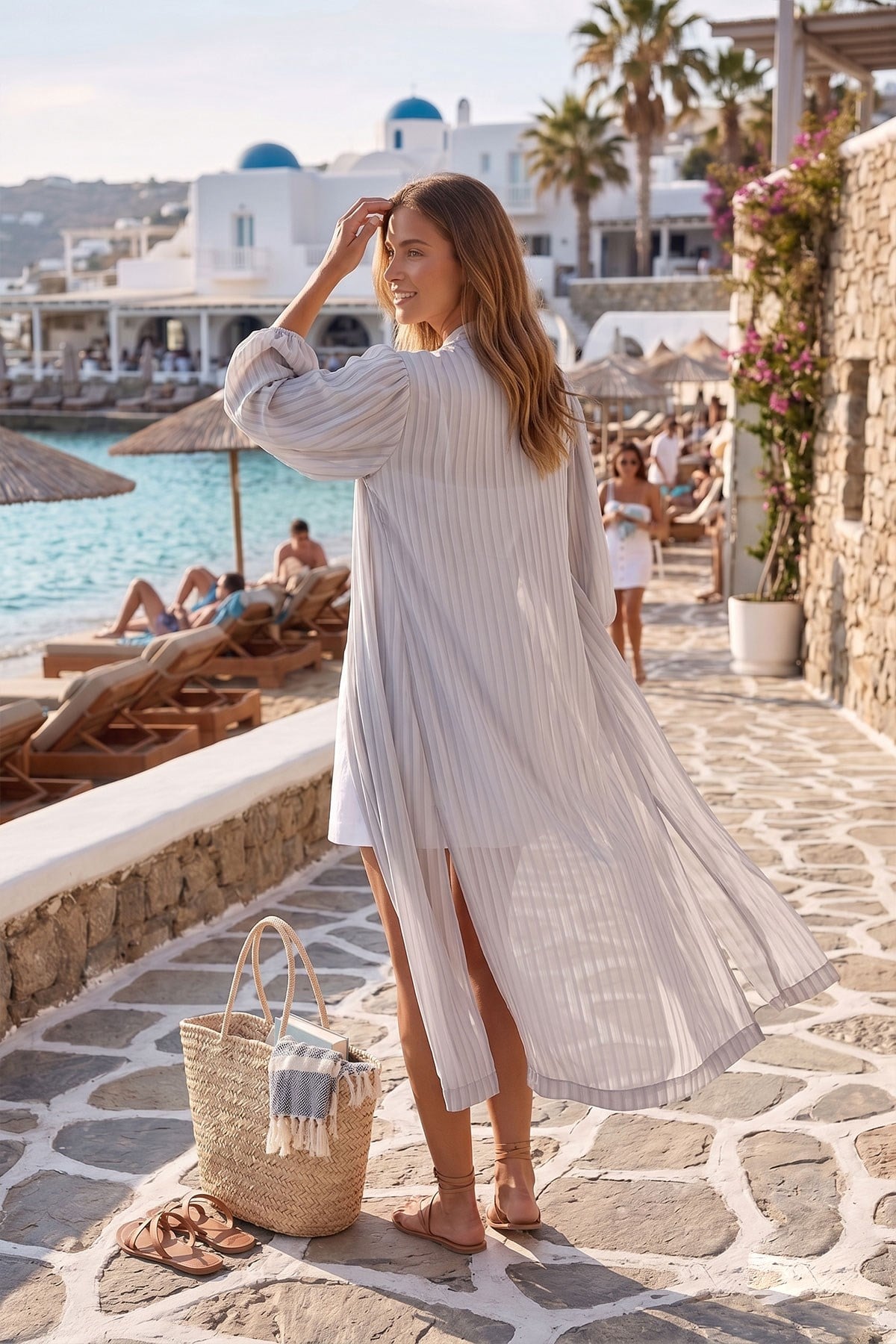 Grey Maxi Chiffon Dress Beach Gown