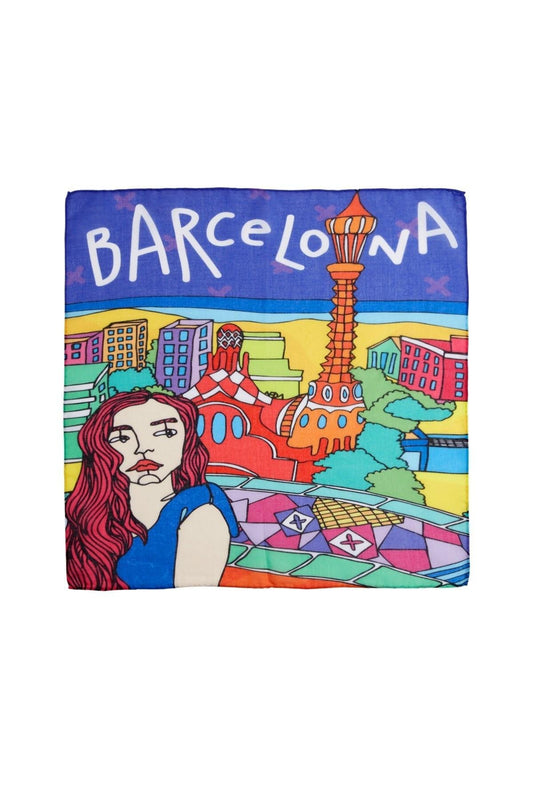 Ikigai City Barcelona Custom Designed Art Bandana 45x45
