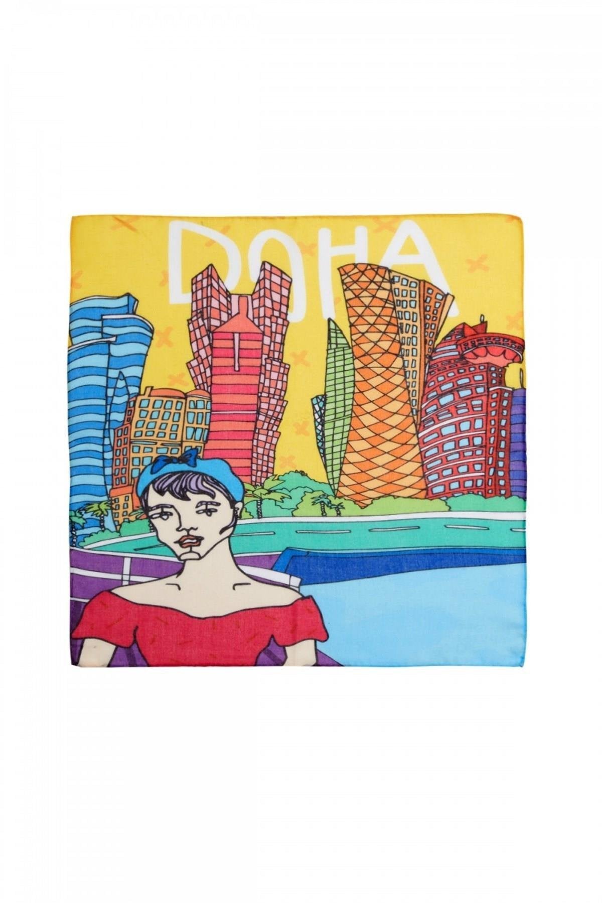 Ikigai City Doha Custom Designed Art Bandana 45x45