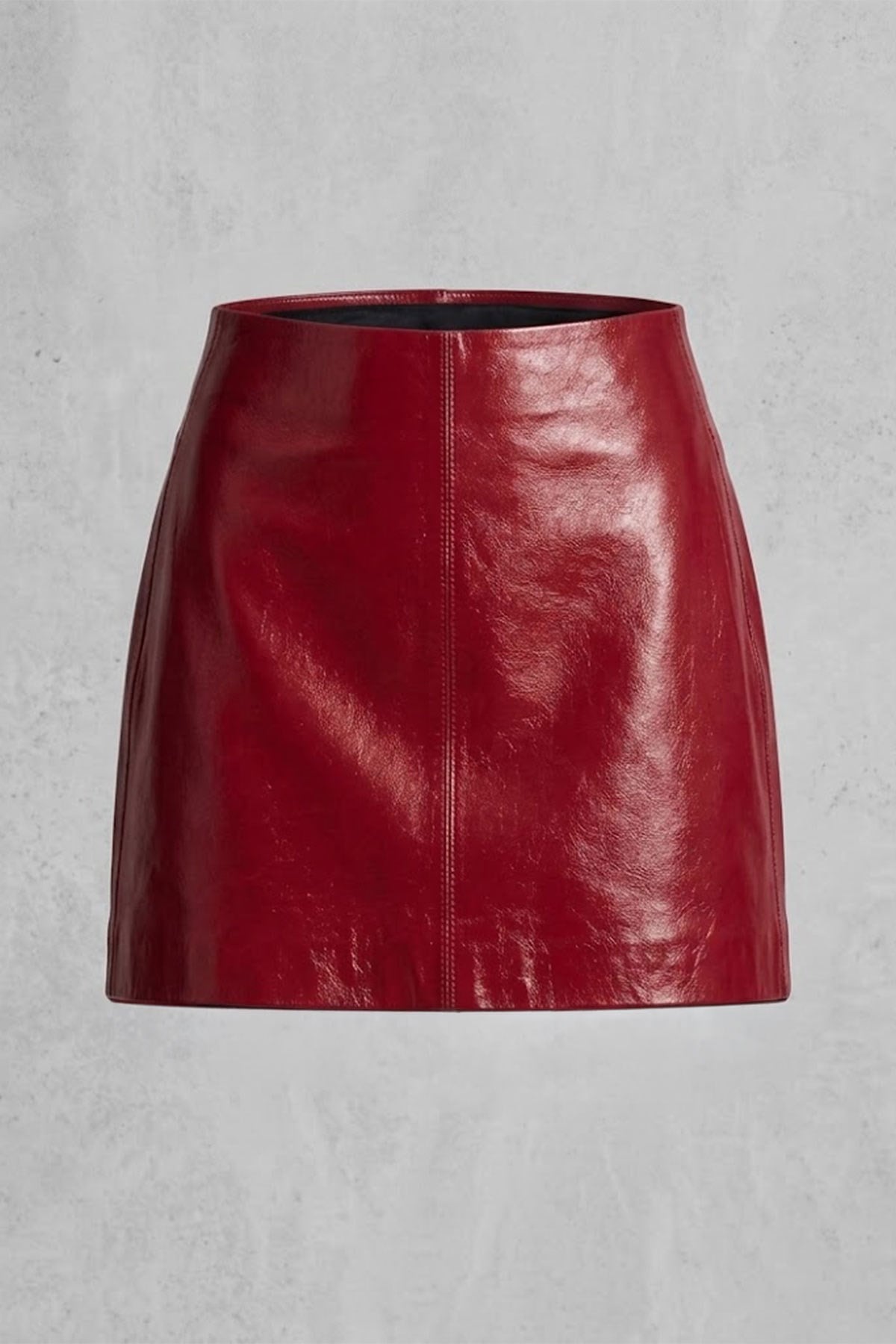 Red Genuine Leather Mini Skirt