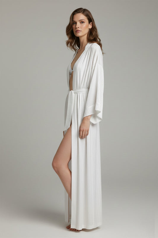 White Maxi Chiffon Dress Beach Gown