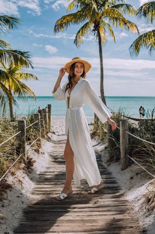 White Maxi Chiffon Dress Beach Gown