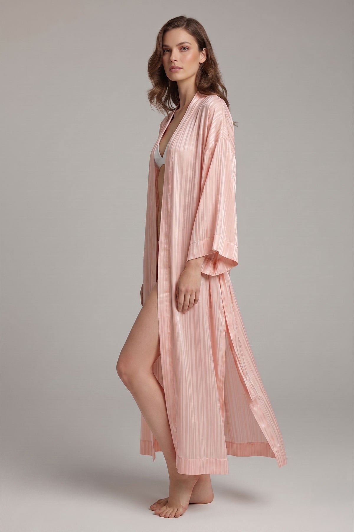 Powder Pink Maxi Chiffon Dress Beach Gown