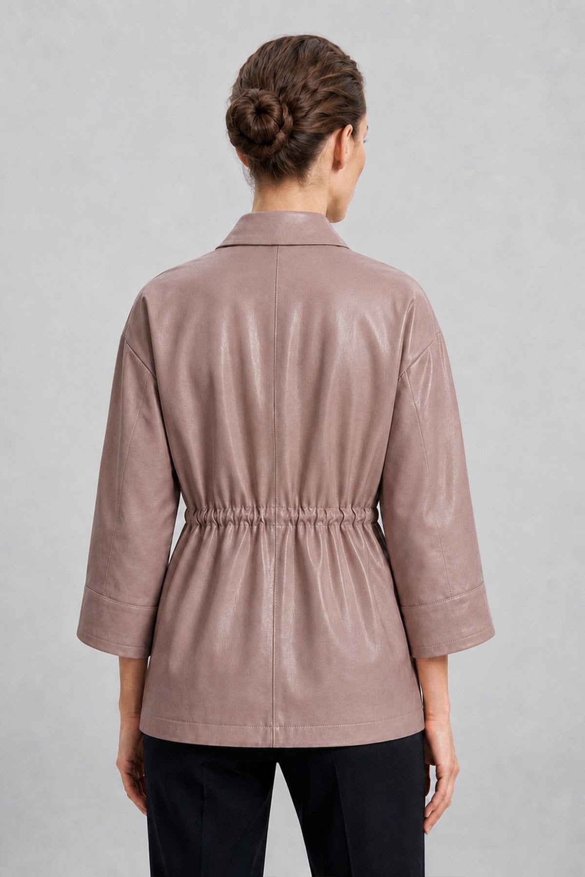 Mila Bone-Colored Mink Women's Reversible Genuine Leather Jacket