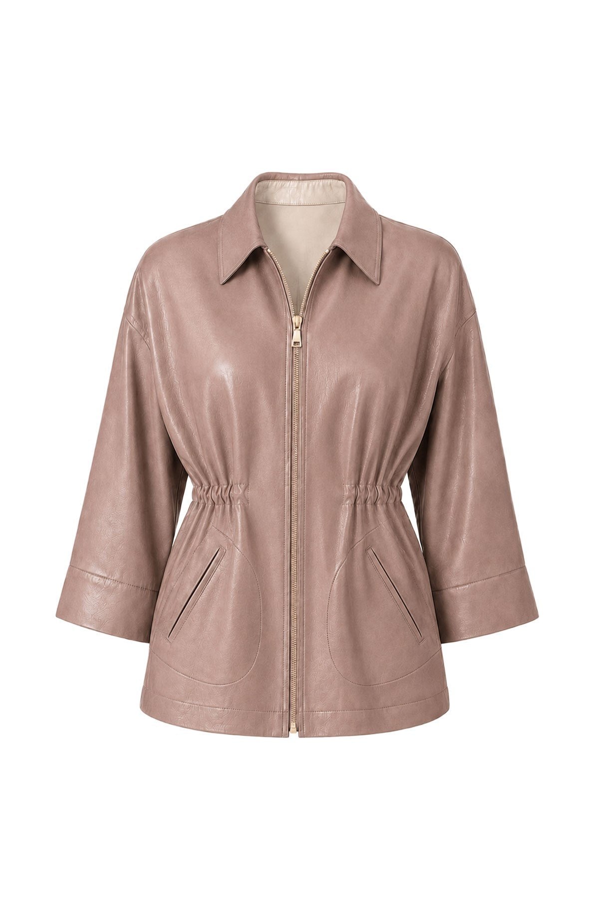 Mila Bone-Colored Mink Women's Reversible Genuine Leather Jacket