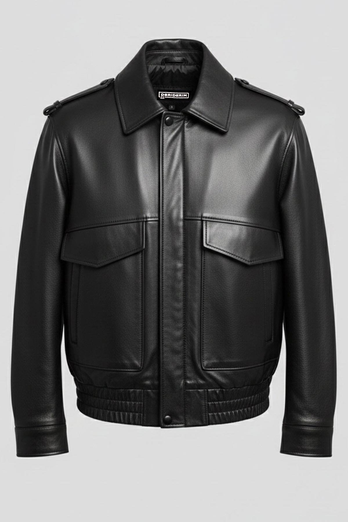Black Women’s Genuine Leather Bomber Jacket