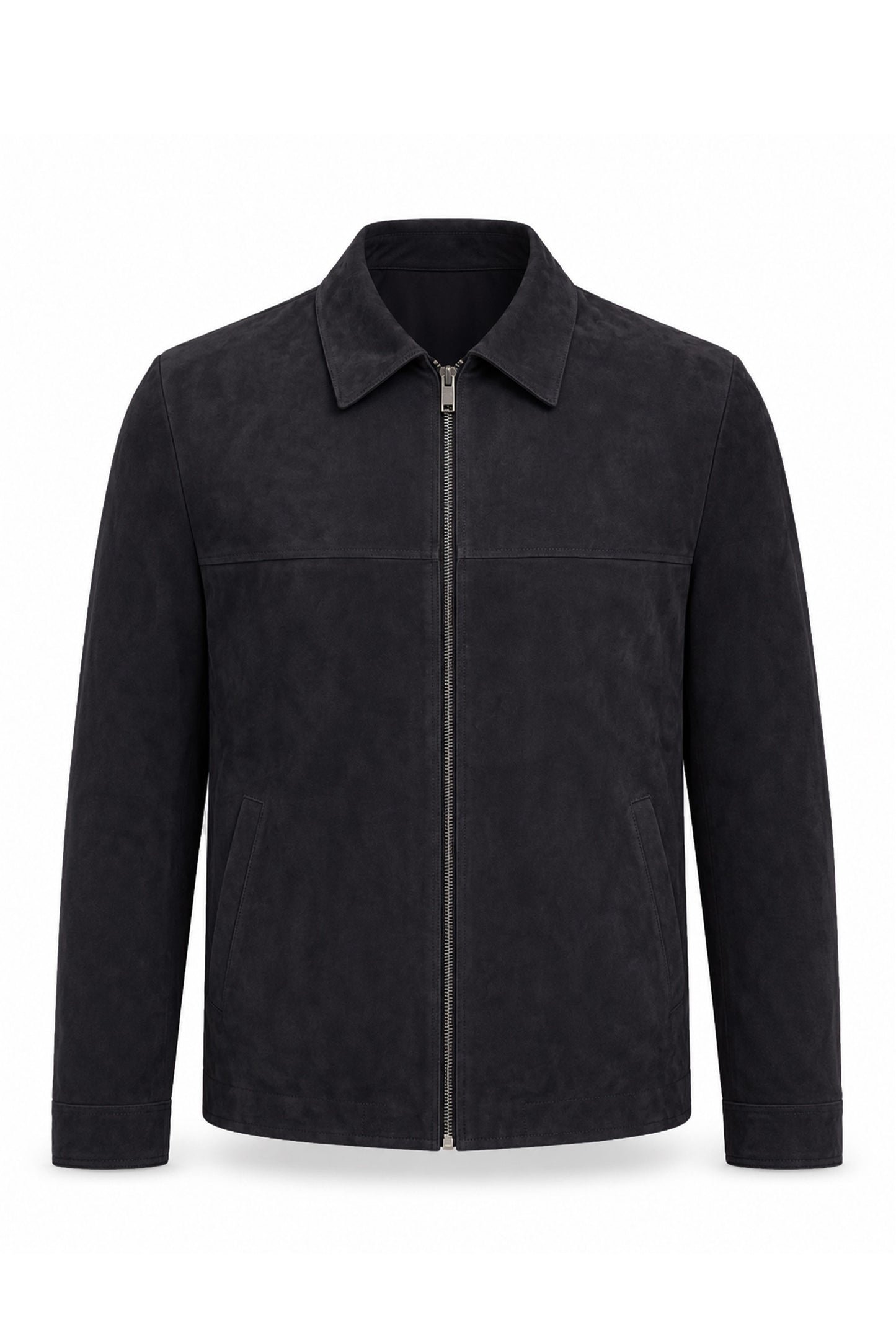 Rafael Black Genuine Suede Leather Zippered Jacket