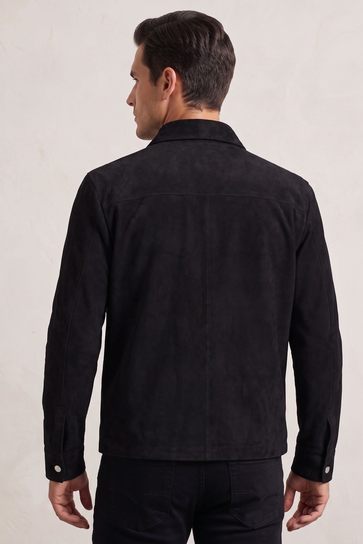 Rafael Black Genuine Suede Leather Zippered Jacket