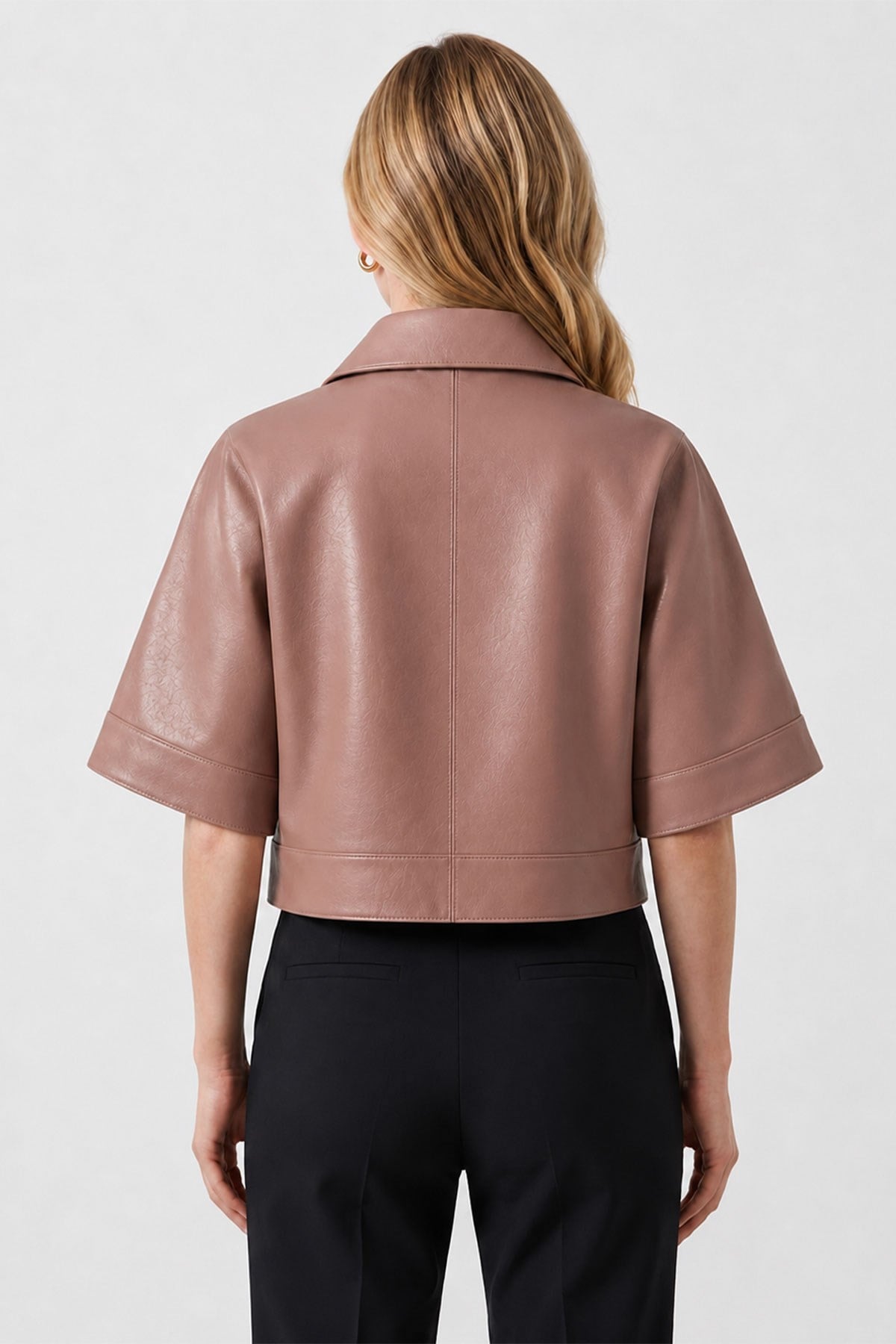 Siena Women's Double-Sided Beige Mink Unlined Genuine Leather Short Jacket