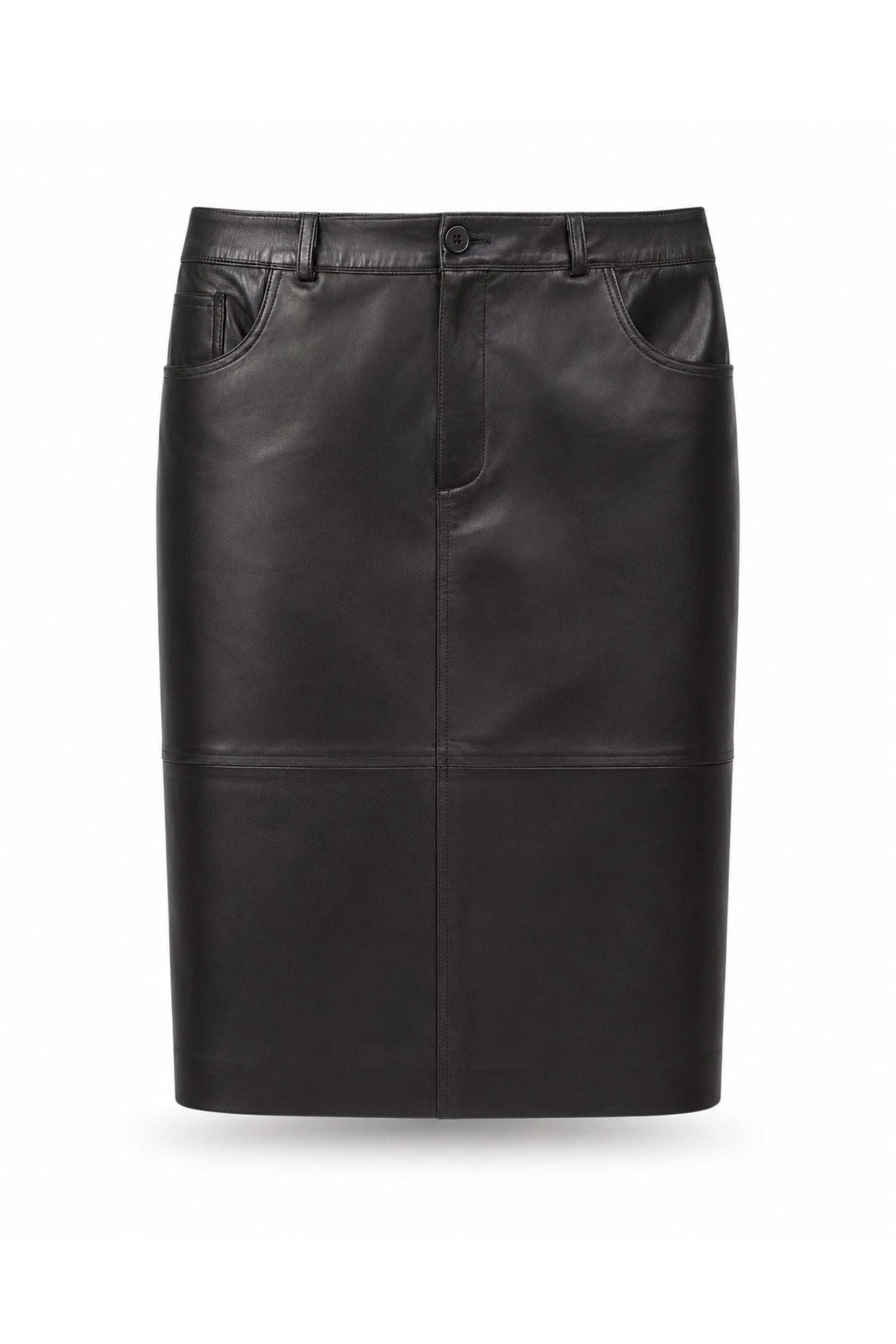 Black Mita Midi Genuine Leather Women's Skirt